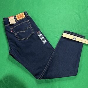 Levi's 512 Jeans Mens Size 38 x 30 Slim Taper Stretch Dark Blue Denim Irregular